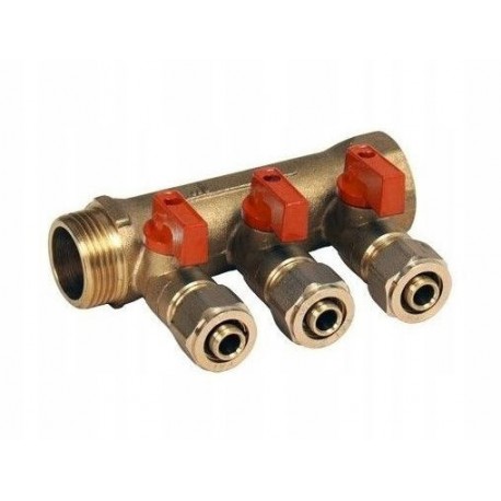 PEX ROZDZIELACZ 1"x16 - 3 OBWODY DO CIEPŁEJ WODY