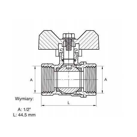 ZAWÓR KULOWY 1/2 WW MOTYL PN16