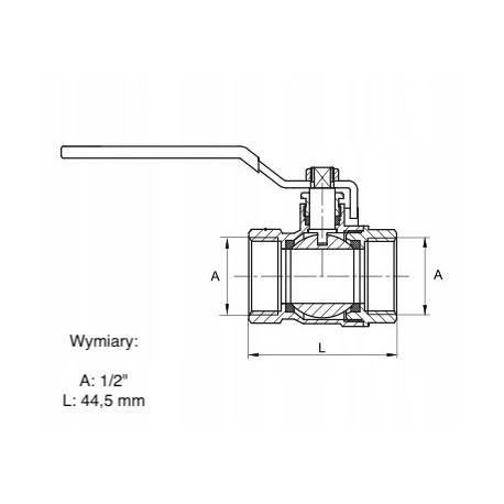 ZAWÓR KULOWY 1/2 WW RĄCZKA PN 16