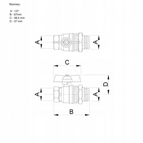 ZAWÓR KULOWY WW RĄCZKA HISZPAN PN 30