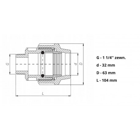 PE NYPEL ZŁĄCZKA SKRĘCANA 32X5/4 GZ DO WODY PN16