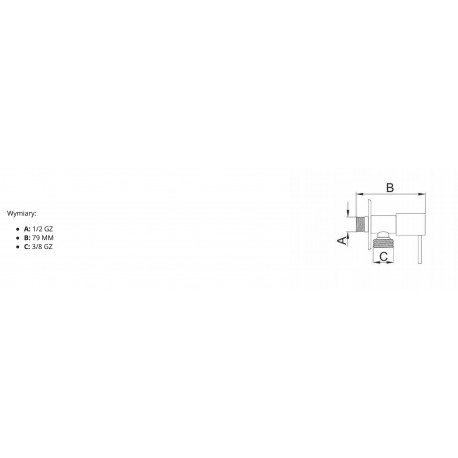 ZAWÓR KĄTOWY Z GŁOWICĄ CERAM. 1/2X3/8 Z BOLCEM