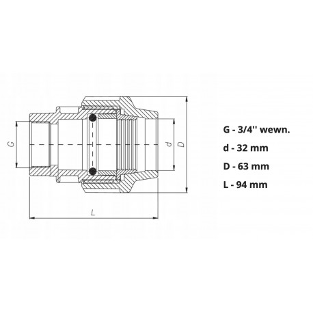 PE MUFA SKRĘCANA GW 32X3/4 DO WODY