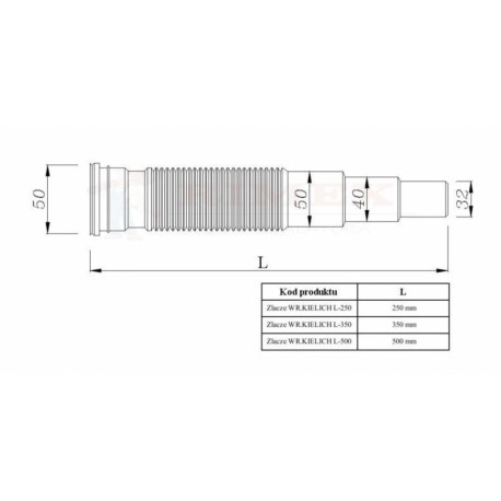 ZŁĄCZE ELASTYCZNE CONEX 15 MM 1/2 GW X 300 MM