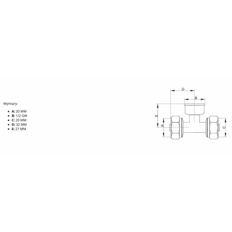 PEX TRÓJNIK 20X1/2X20 MM GW