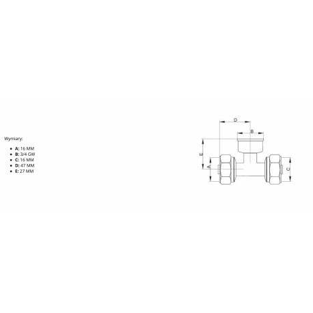 PEX TRÓJNIK 16x3/4x16 MM GW