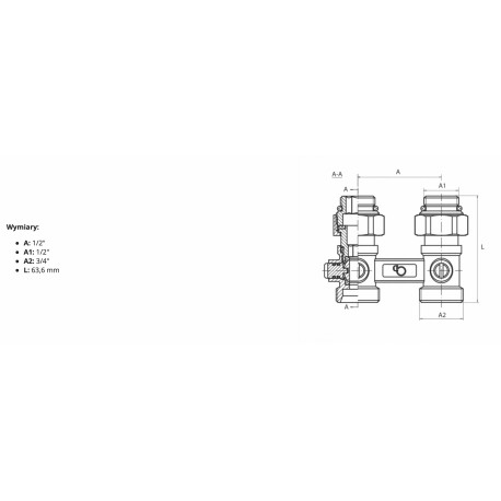 ZESPÓŁ PRZYŁĄCZENIOWY PROSTY DO GRZEJNIKA TYPU V Z NYPLAMI 1/2X3/4