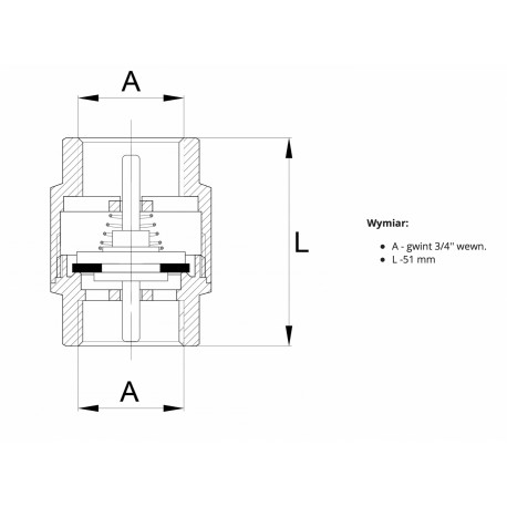 ZAWÓR ZWROTNY 1/2 MOS. BOLEC