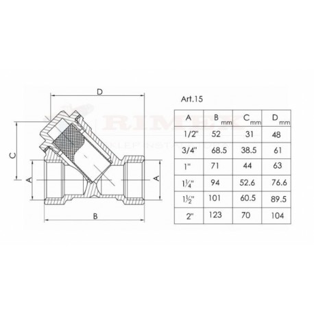 FILTR DO WODY SKOŚNY SIATKOWY 1/2"