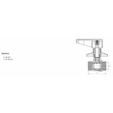 ZAWÓR KULOWY 3/4'. PODTYNKOWY.