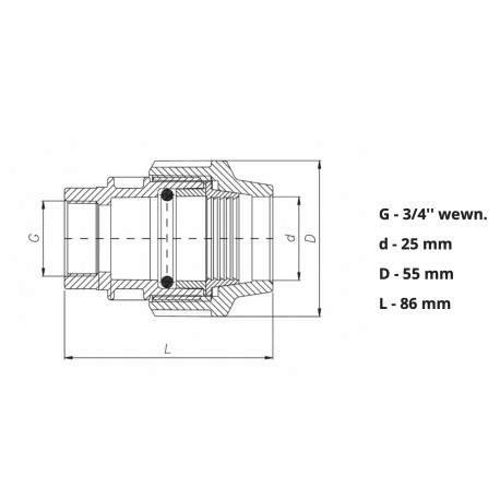 PE MUFA SKRĘCANA GW 32X1 DO WODY