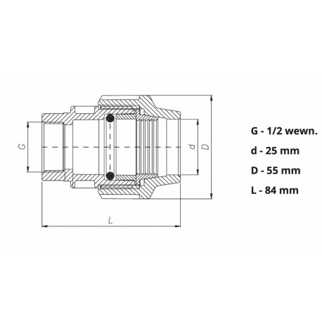 PE MUFA SKRĘCANA GW 25X1/2 DO WODY