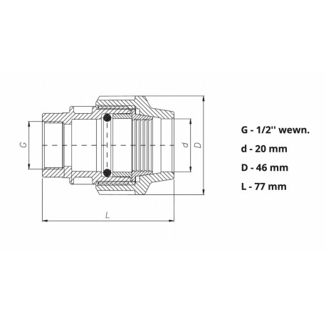 PE MUFA SKRĘCANA GW 20X1/2 DO WODY