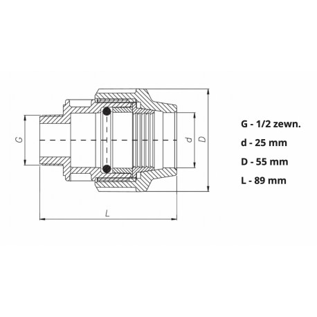 PE NYPEL SKRĘCANY GZ 25X1/2 DO WODY