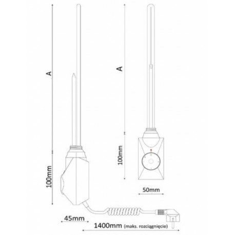 ELEKTRONICZNA GRZAŁKA DO GRZEJNIKÓW Z TERMOSTATEM, VOLCANO PLUS BIAŁA 600W