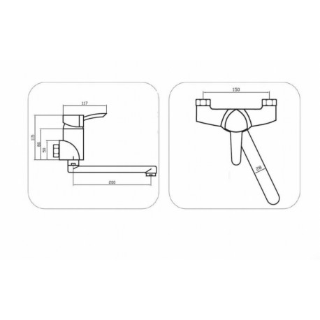 BATERIA UMYWALKOWA ŚCIENNA TENERYFA CHROM