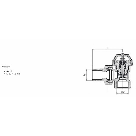 ZAWÓR TERMOSTATYCZNY BEZ GŁOWICY KĄTOWY 1/2 CALA