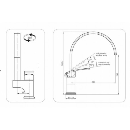 BATERIA MECH.ZLEWOZMYWAKOWA ST.TYPU C, EN 817, RODOS CHROM