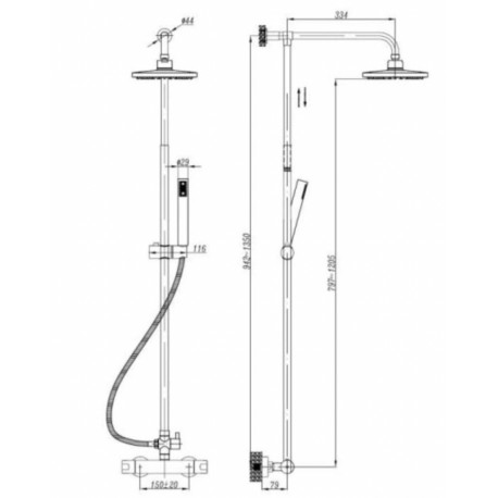 KOMPLET NATRYSKOWY Z DESZCZOWNIĄ OKRĄGŁĄ PAN-47