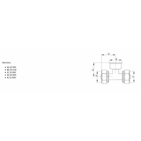 PEX TRÓJNIK 20X3/4X20 MM GW
