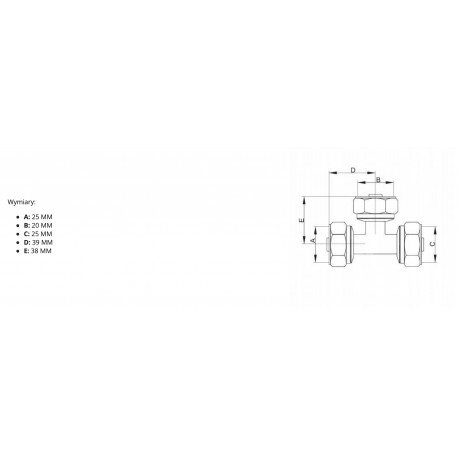 PEX TRÓJNIK 25X20X25 MM