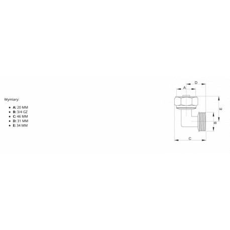 PEX KOLANO 20X3/4 GZ