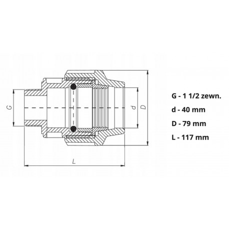 PE NYPEL ZŁĄCZKA SKRĘCANA GZ 40X11/2 DO WODY