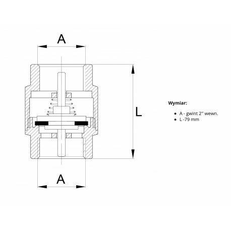 ZAWÓR ZWROTNY MOSIĘŻNY 2 CALE Z PLASTIKOWYM BOLCEM