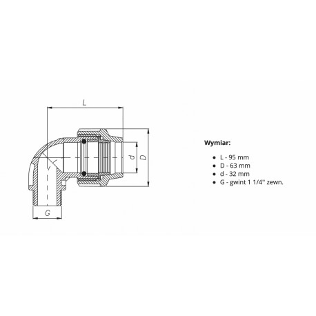 PE KOLANO SKRĘCANE 32X1 1/4 GZ DO WODY