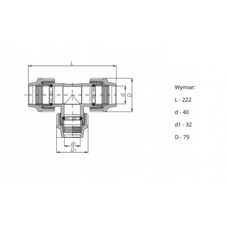 PE TRÓJNIK SKRĘCANY REDUKCYJNY 40X32X40MM DO WODY