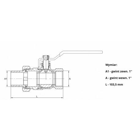 ZAWÓR KULOWY Z DŁAWICĄ 1" ZE ŚRUBUNKIEM RĄCZKA HISZPAN