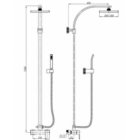 KOMPLET NATRYSKOWY Z DESZCZOWNIĄ KWADRATOWĄ PAN-50