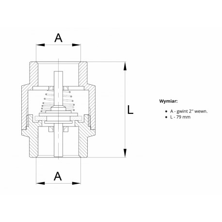 ZAWÓR ZWROTNY Z BOLCEM MOSIĘŻNY 2 CALE