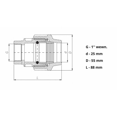 PE MUFA SKRĘCANA GW 25X1 DO WODY