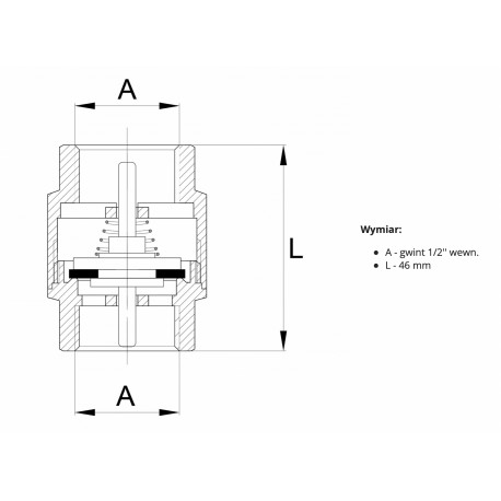 ZAWÓR ZWROTNY MOSIĘŻNY 1/2 CALA Z PLASTIKOWYM BOLCEM