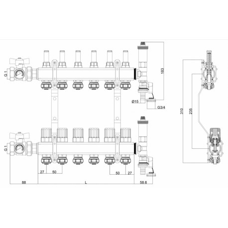 ROZDZIELACZ DO OGRZEWANIA PODŁOGOWEGO 5 OBWODÓW
