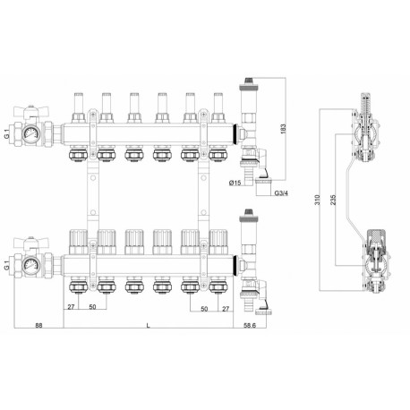 ROZDZIELACZ DO OGRZEWANIA PODŁOGOWEGO 4 OBWODY