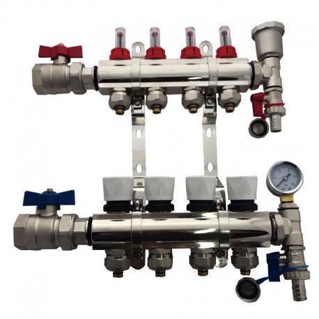 ROZDZIELACZ 2 OBWODOWY MOSIĘŻNY CHROMOWANY DO PODŁOGÓWKI