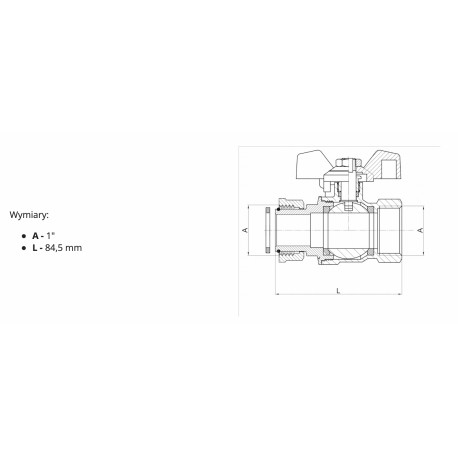 ZAWÓR KULOWY ZE ŚRUBUNKIEM WEWNĘTRZNYM MOTYL 1 CALA WZMOCNIONY PN30 HISZPAN 