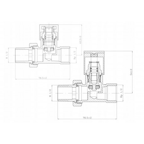 ZESTAW ZAWORÓW GRZEJNIKOWYCH PROSTY BIAŁY