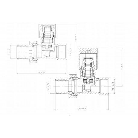 ZESTAW ZAWORÓW GRZEJNIKOWYCH PROSTY CHROM