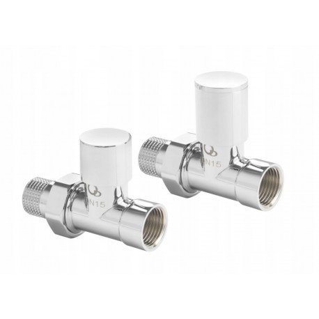 ZESTAW ZAWORÓW GRZEJNIKOWYCH PROSTY CHROM