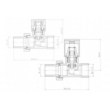 ZESTAW ZAWORÓW GRZEJNIKOWYCH PROSTY CZARNY