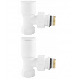 ZESTAW ZAWORÓW GRZEJNIKOWYCH KĄTOWY BIAŁY PREMIUM