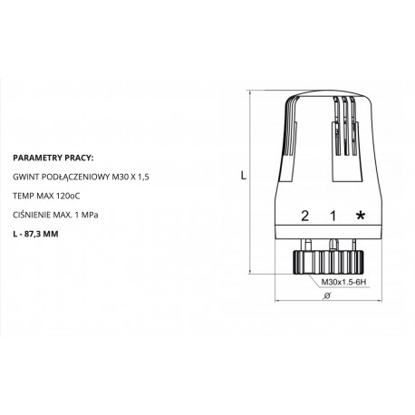GŁOWICA TERMOSTATYCZNA DUŻA M30 x 1,5