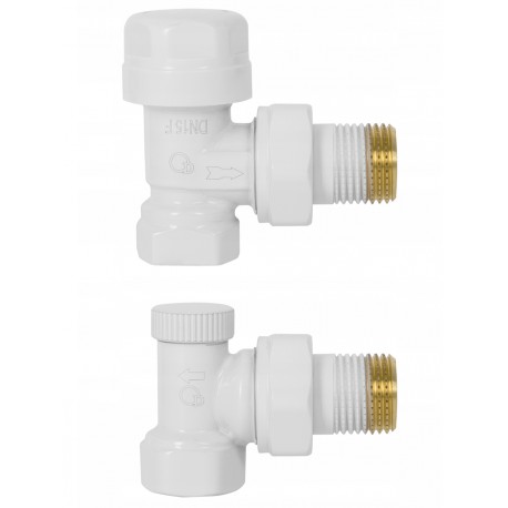 ZESTAW TERMOSTATYCZNY KĄTOWY BIAŁY 1/2