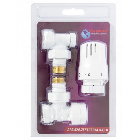 ZESTAW TERMOSTATYCZNY KĄTOWY BIAŁY 1/2