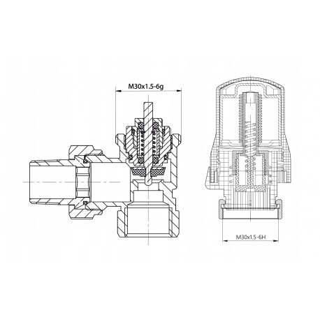 ZESTAW TERMOSTATYCZNY KĄTOWY BIAŁY 1/2