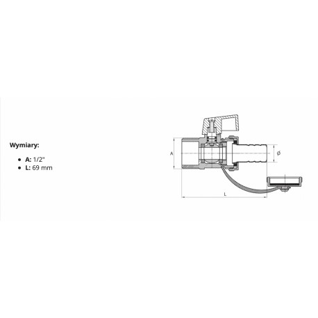 ZAWÓR KULOWY SPUSTOWY 1/2 Z MOTYLKIEM MOSIĄDZ