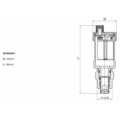 ODPOWIETRZNIK AUTOMATYCZNY PIONOWY Z ZAWOREM STOPOWYM ½" GZ CHROM
